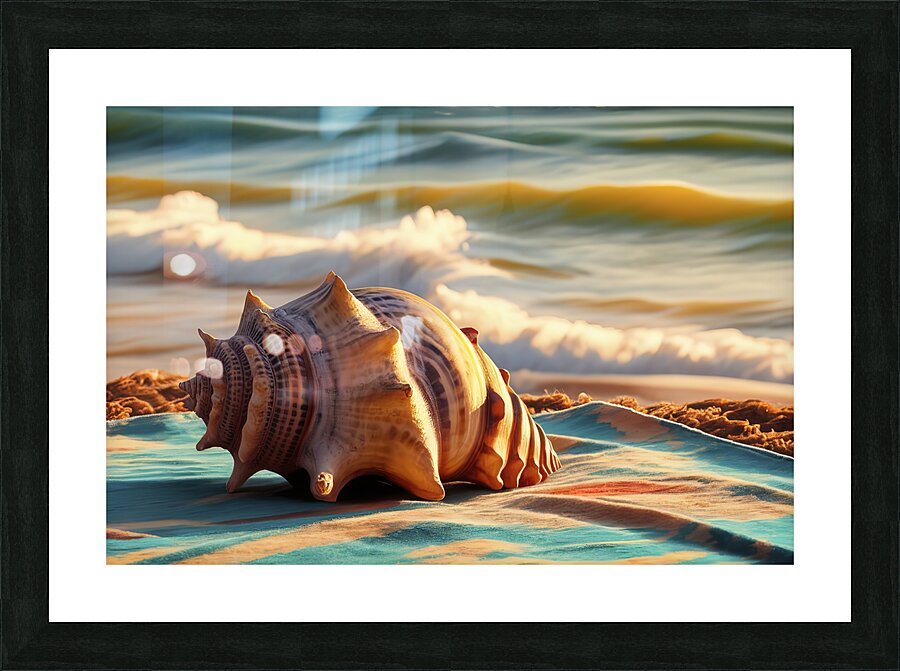 a large intricately patterned seashell placed on Picture Frame print