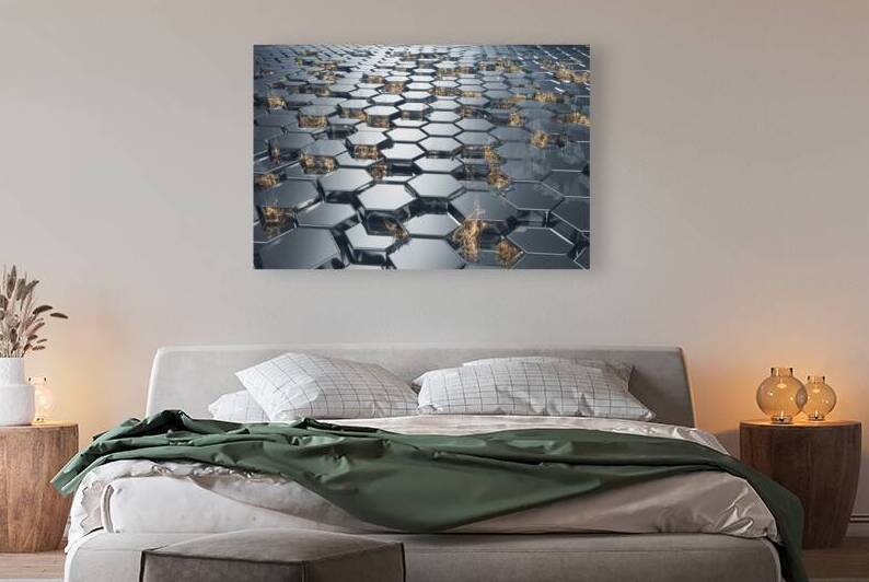 A futuristic design of interconnected silver hexa by Hritcu Elena