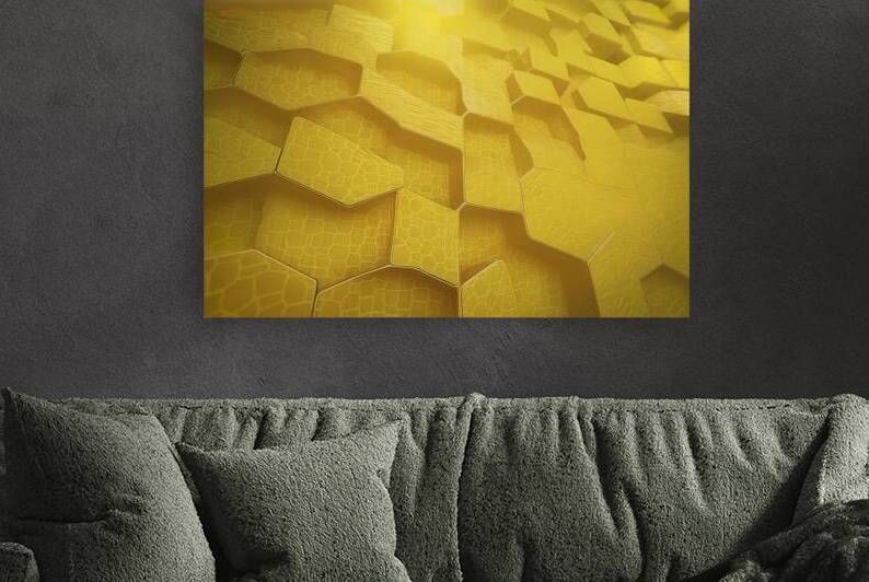 A captivating 3D rendering featuring a bright yel by Hritcu Elena