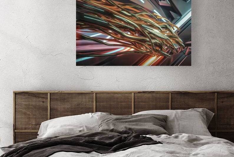 A stunning 3D abstract techno scene featuring a m by Hritcu Elena