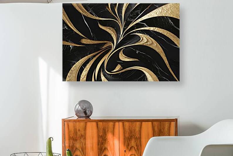 close up of a luxurious black and gold marble wal by Hritcu Elena