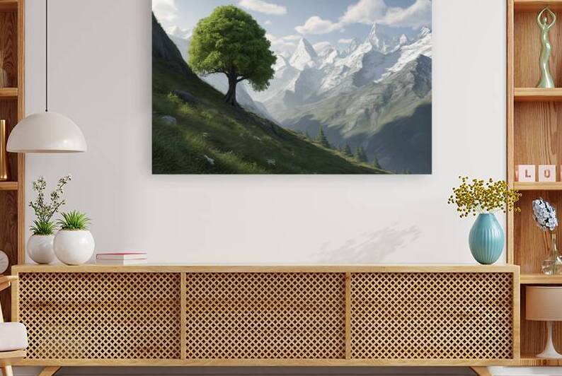 green tree standing proudly on the slope of tower by Hritcu Elena