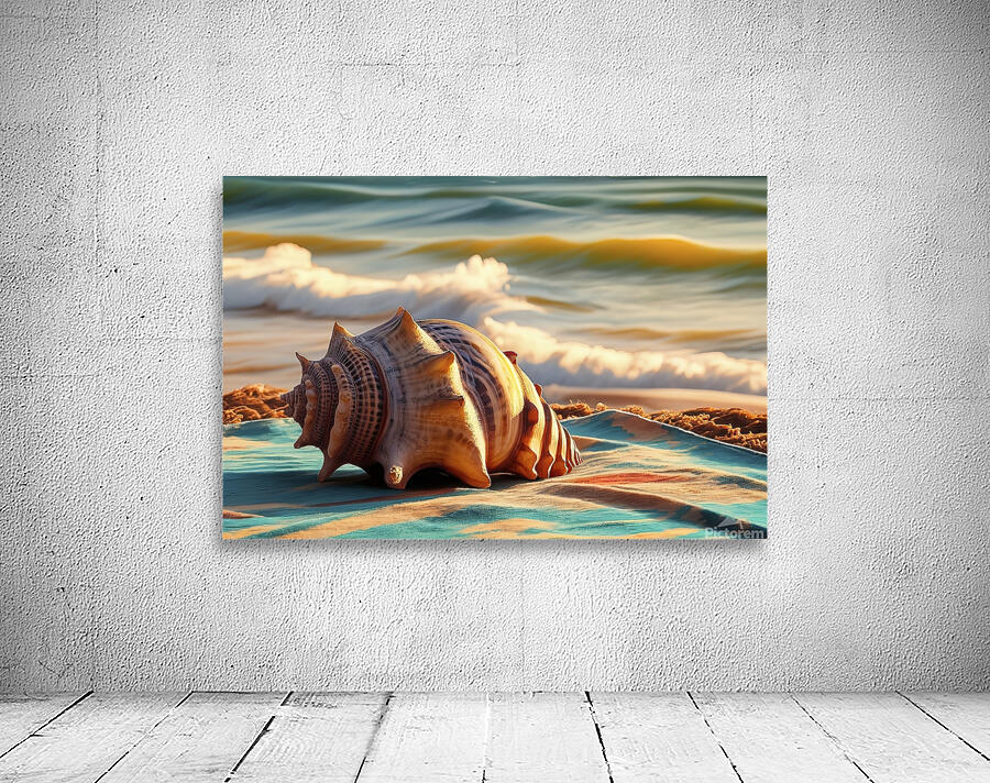 a large intricately patterned seashell placed on Wall Preview