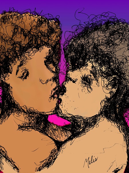 Lovers Kissing with purple background     jpg EDI Digital Download