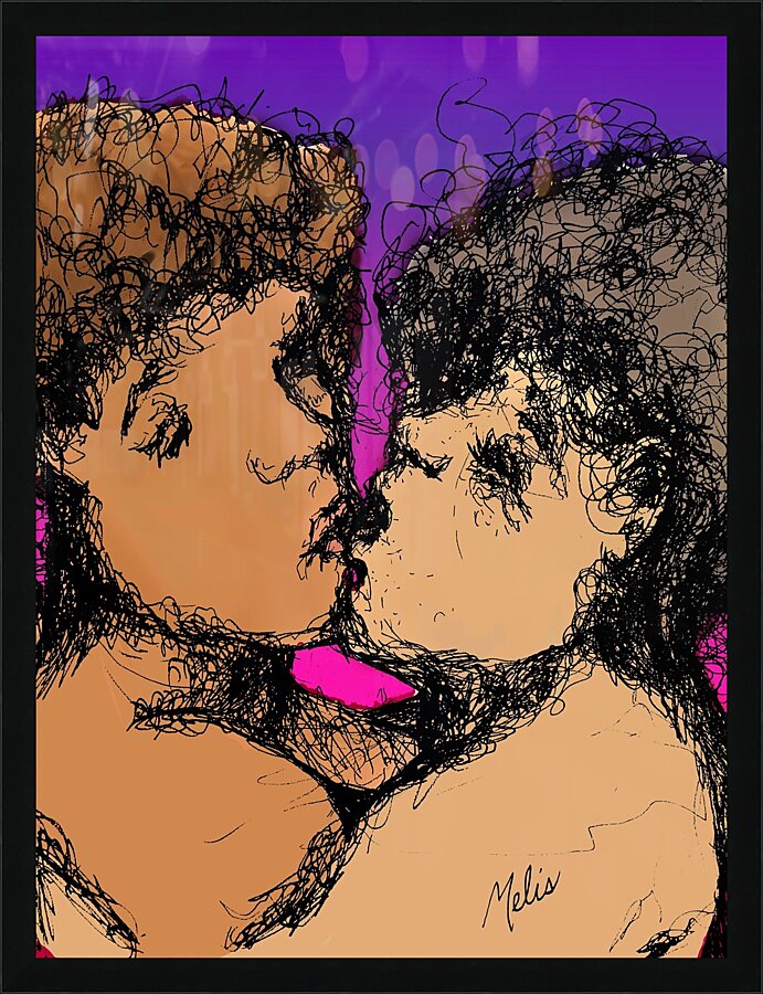 Lovers Kissing with purple background     jpg EDI Picture Frame print