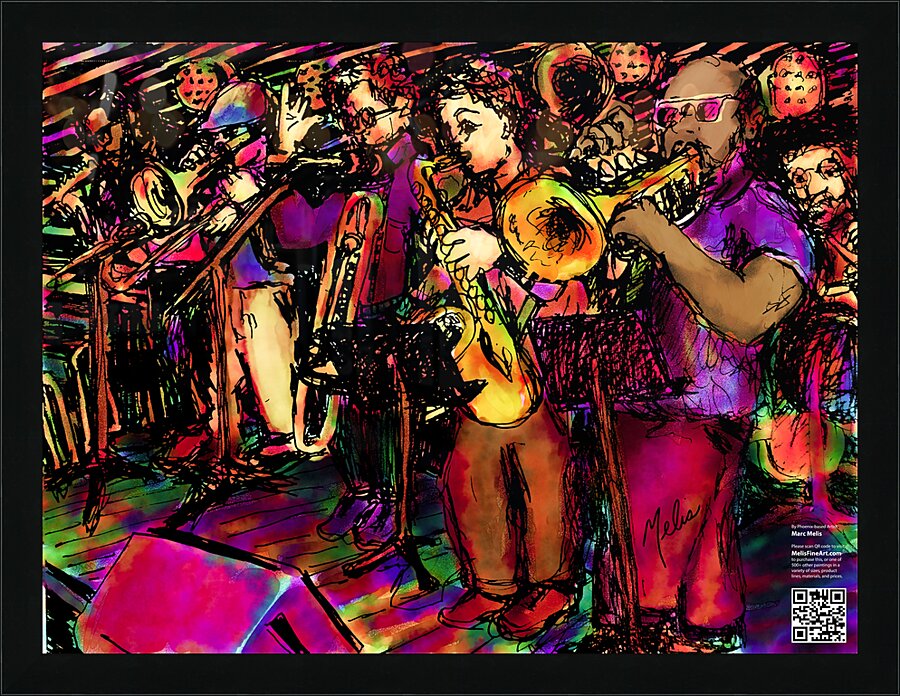Bad Cactus Brass Band     West Alley BBQ   Mural Picture Frame print
