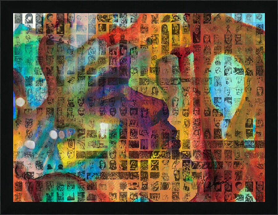 Mosaic silhouette abstract mango photo collage contact sheets FINAL Picture Frame print