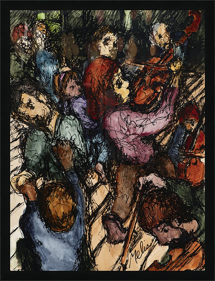 Shtetl Violinist  16x12 Marc  Melis   20250617 Picture Frame print