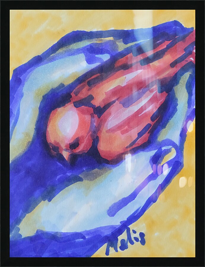 3 by 4 aspect ratio     Hands Hoding Bird     202 Picture Frame print