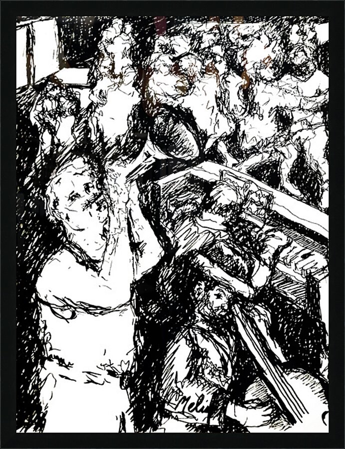 Jazz Nite   black and white     PSX 20250721 0905 Picture Frame print