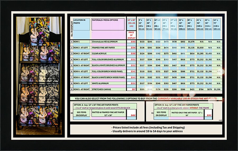 Art Fair 9-2025 Pricing Summary Sheet   PLUS 15 perc Picture Frame print