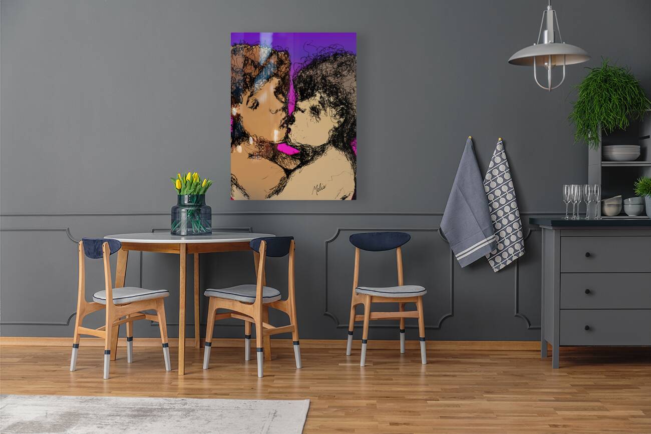 Lovers Kissing with purple background   FINAL cop Reproduction