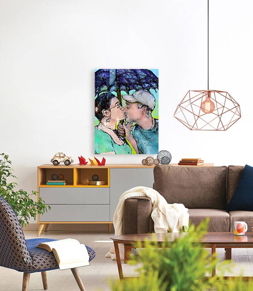 Lovers Kissing colored in   to be printed as 21 x Reproduction