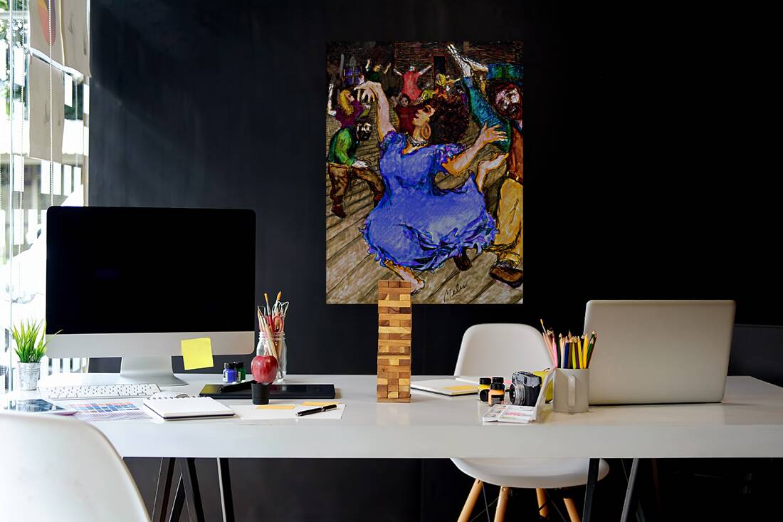 REVELRY 3  --- blueish-purple --- 60 x 80 Reproduction