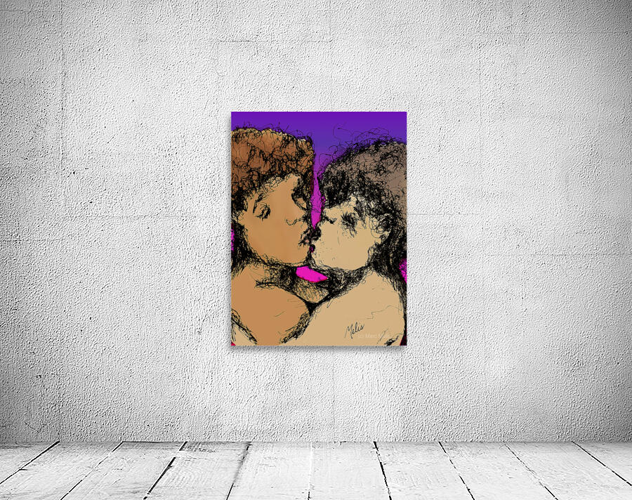 Lovers Kissing with purple background   FINAL cop Wall Preview