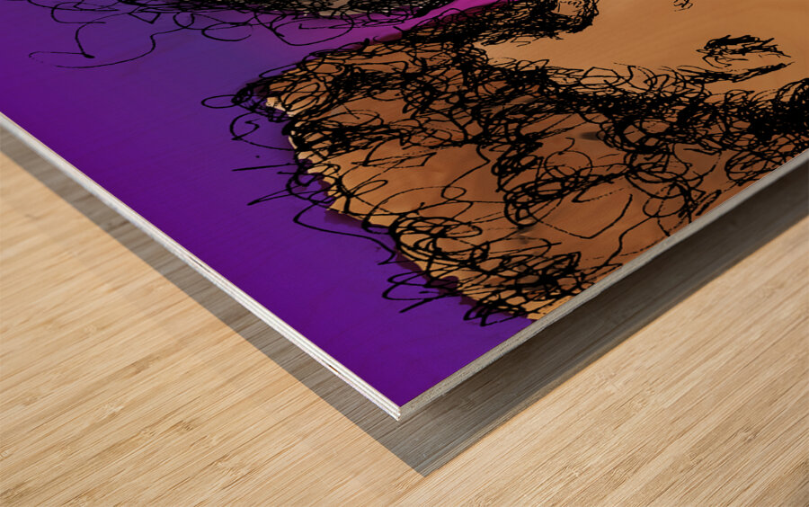 Lovers Kissing with purple background   FINAL cop Wood print