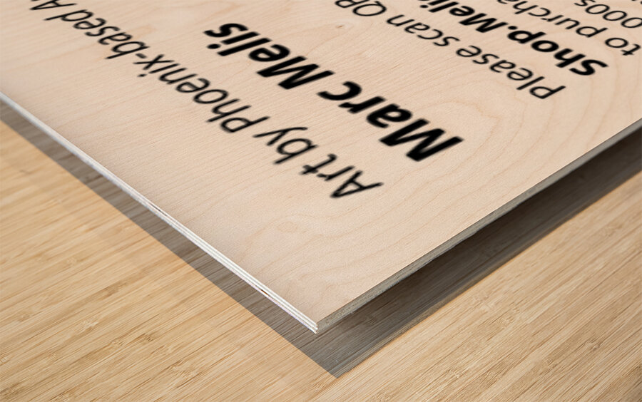 QR code and Artist Info for West Alley BBQ     Me Wood print