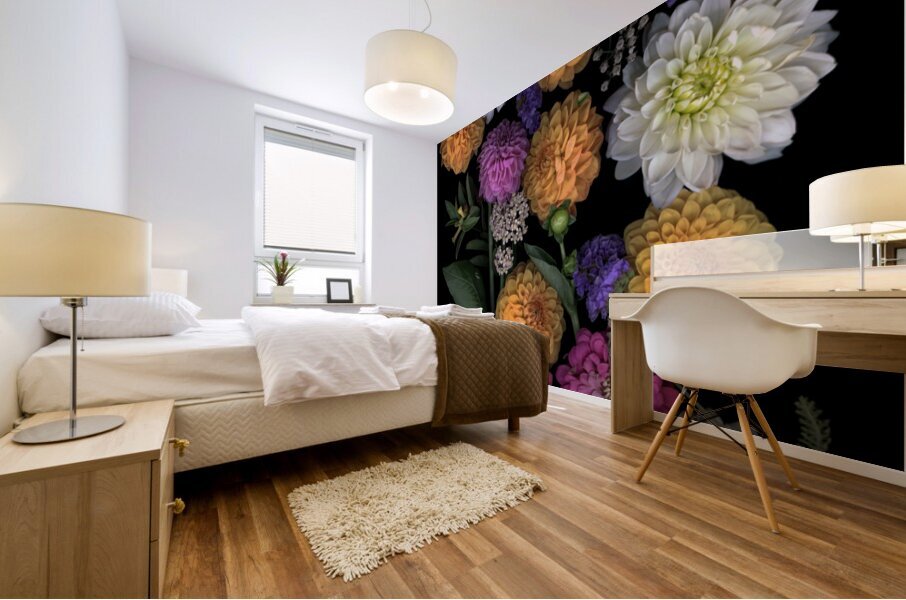 Multi color Dahlias   Mural print