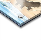 Happy White Poodle Puppy Sits In Destroyed Sand Castle Ruins Acrylic print