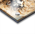 Little Husky Puppy Discovers Giant Cozy Dog Bed Impression Acrylique