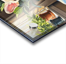 French Bulldog Puppy Sits Alert On Blue Cushion Impression Acrylique