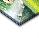 Golden Retriever Puppy Discovers Tiny Hammock In Garden Acrylic print