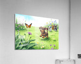 Dachshund Puppy Spots Beautiful Butterfly In Garden Impression acrylique