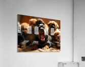 Rottweiler Puppys Big Yawn With Friends Acrylic Print