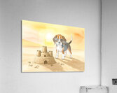 Beagle Puppy Shows Off Sandcastle Creation Acrylic Print