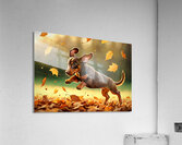 Dachshund Puppy Discovers Autumn Leaf Pile Acrylic Print