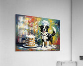 Tired Border Collie Puppy Chef Rests After Cooking Fun Impression acrylique