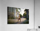 Bulldog Puppy Jumps With Joy At School Gate Impression acrylique
