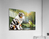 Puppy And Frog Become Peaceful Pond Friends Acrylic Print