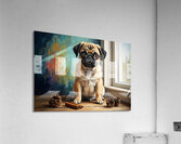 Contented Pug Puppy Enjoys Aromatic Discovery Impression acrylique