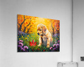 Happy Golden Retriever Puppy Decorated With Leaves Acrylic Print