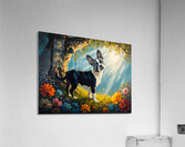 Sleepy Boston Terrier Puppy Rests After Shadow Adventure Impression acrylique