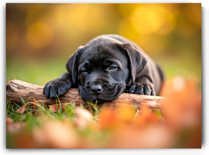 Content Cane Corso Puppy Rests On Stick Pillow by Puppy Prints