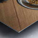 Apologetic Brown Yorkshire Terrier Puppy With Messy Bowl Impression metal