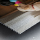 Border Collie Puppy Enjoys Playing With New Rope Toy Metal print