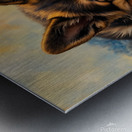 German Shepherd Puppy Snuggles With Golden Friend Impression metal