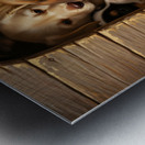 Beagle Puppy Feels Crowded In Tiny Doghouse Metal print