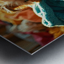 Yorkshire Terrier Puppy Discovers Blanket Mountain Metal print