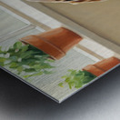 Happy Puppy Emerging From Curtain Hideout Metal print