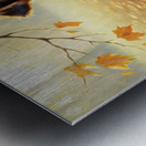 Yorkshire Terrier Puppy Spots Squirrel At Tree Base Impression metal