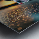 Boston Terrier Puppy Watches Rain From Car Window Metal print