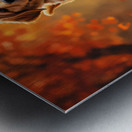 Golden Retriever Puppy Spots Dancing Autumn Leaves Impression metal