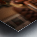 Confused Labrador Puppy With Reindeer Antlers Indoors Metal print