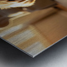 Golden Retriever Puppy Discovers Colorful Yarn Ball Metal print