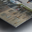 Husky Puppy Discovers City Life From Window Perch Metal print