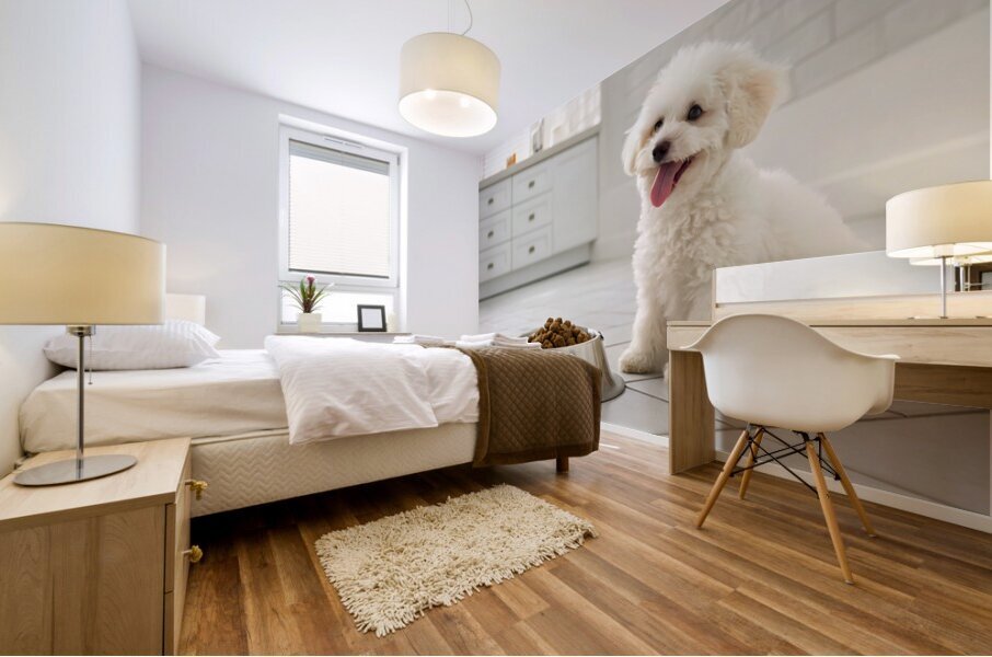 Poodle Puppys Dinner Time Excitement Impression murale